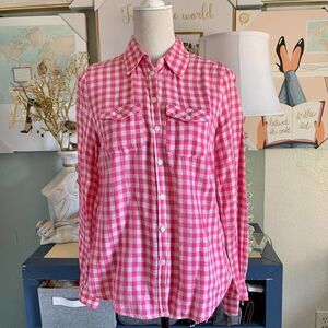 H&M pink white cotton shirt top button down womens sz 8 or S